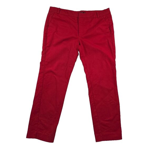 Zara Basic Collection Chino Fit Pants Women's  Size 10 Tapered Red Cotton Blend - Picture 1 of 9